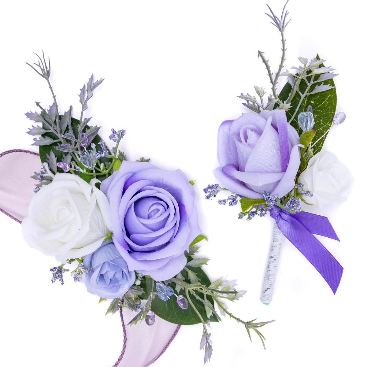 Fnize Pink Corsage and Boutonniere Set for Prom Homecoming Wedding Flower