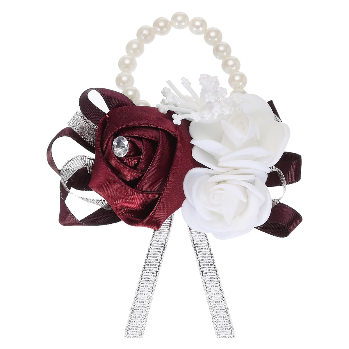 MECCANIXITY 12Pcs Wrist Corsage Artificial Flower Bracelets Rose Wrist Bride Groom Decorative for Wedding Ceremony Prom Party Anniversary Sky Blue