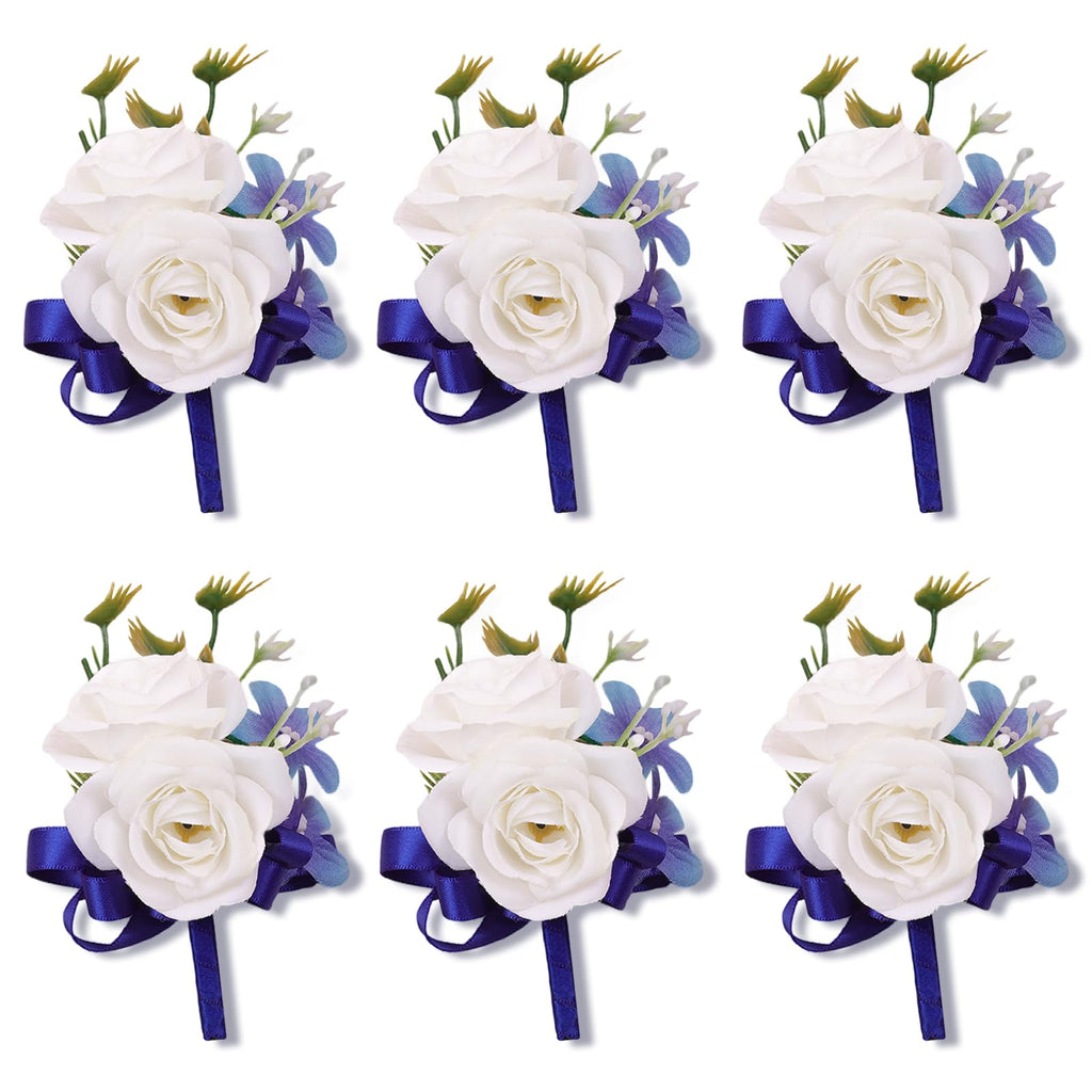 Lavender Purple Faux Wrist Corsages, Set of 6, for Bride Wedding