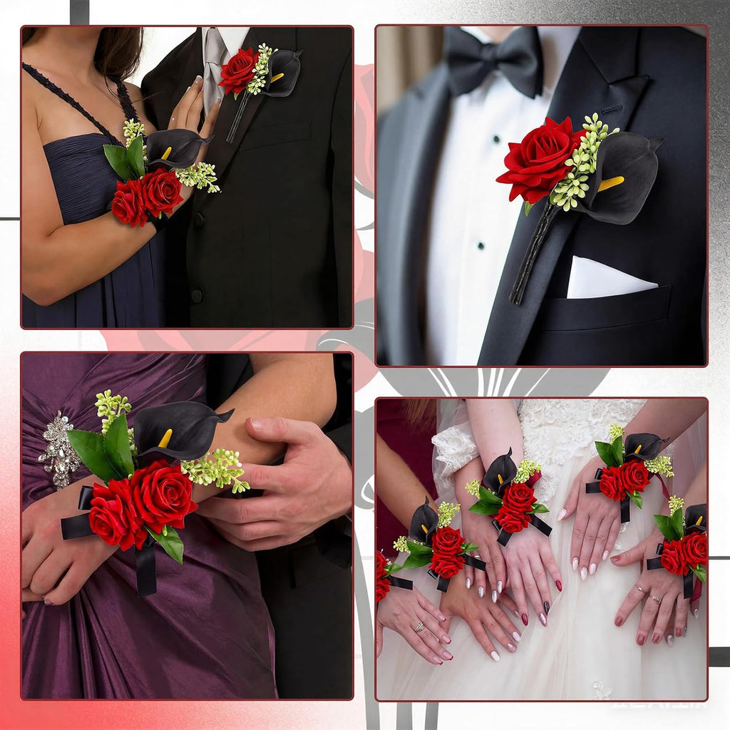 Suncalla 2 Pcs Homecoming Wrist Corsage and Boutonniere Set