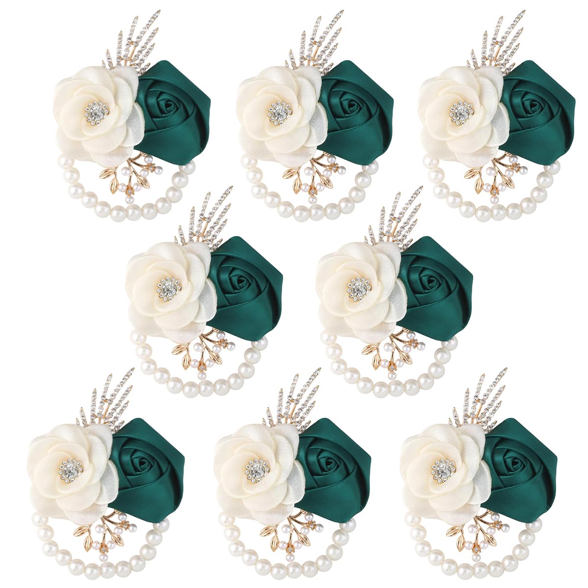 Bride Bridesmaids Rose Wrist Corsage Girls Ladies Accessories,Wrist Flower for Prom, Homecoming Dinner Parties, Weddings. (4, Ivory)