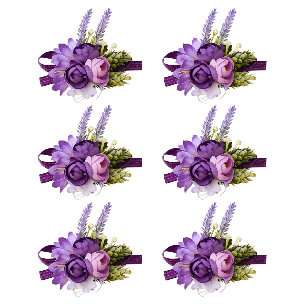 Wrist Corsage and Boutonniere Set, 1 Set Small Rose Purple Hand Flower for Prom Artificial Wedding Wrist Corsage for Wedding Party Prom