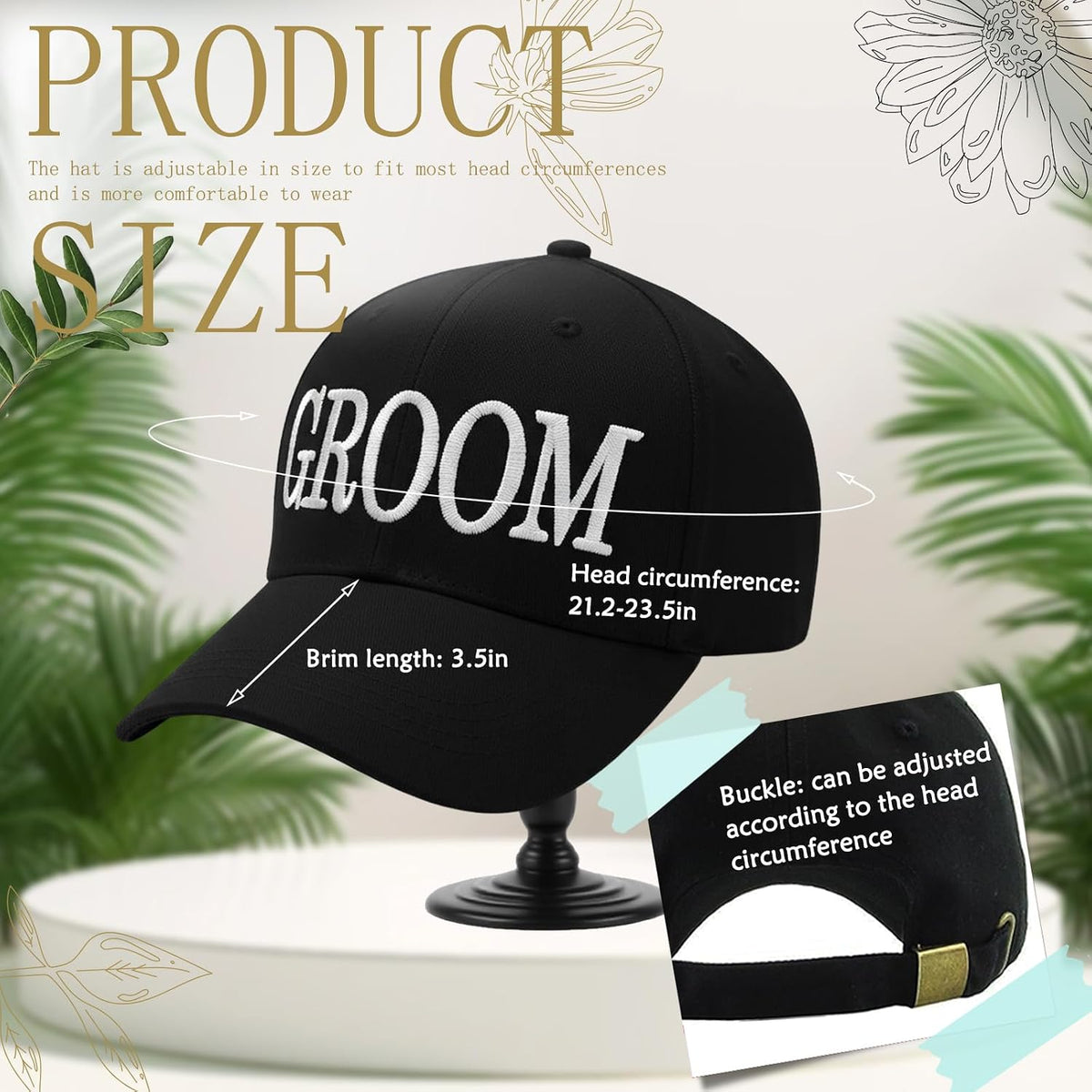 Men's Groom Hat, Wedding for Groomsman and Best Man, Adjustable Cap