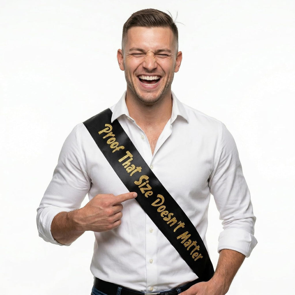 Sterling James Co. Size Doesnt Matter Groom Sash - Bachelor Party Sash for Him - Bachelor Party Decorations, Supplies and Gifts