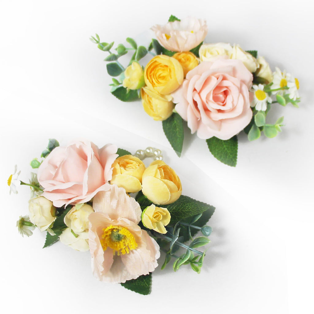 Rinlong 2Pcs White Orchid Wrist Corsage for Wedding, Prom, Homecoming