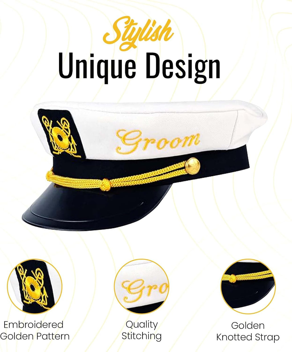 Brosash Bachelor Party Captain's Hat - Groom to Be Nautical Bachelor Hat | Funny Accessory Boats n' Hoes Bridal Shower