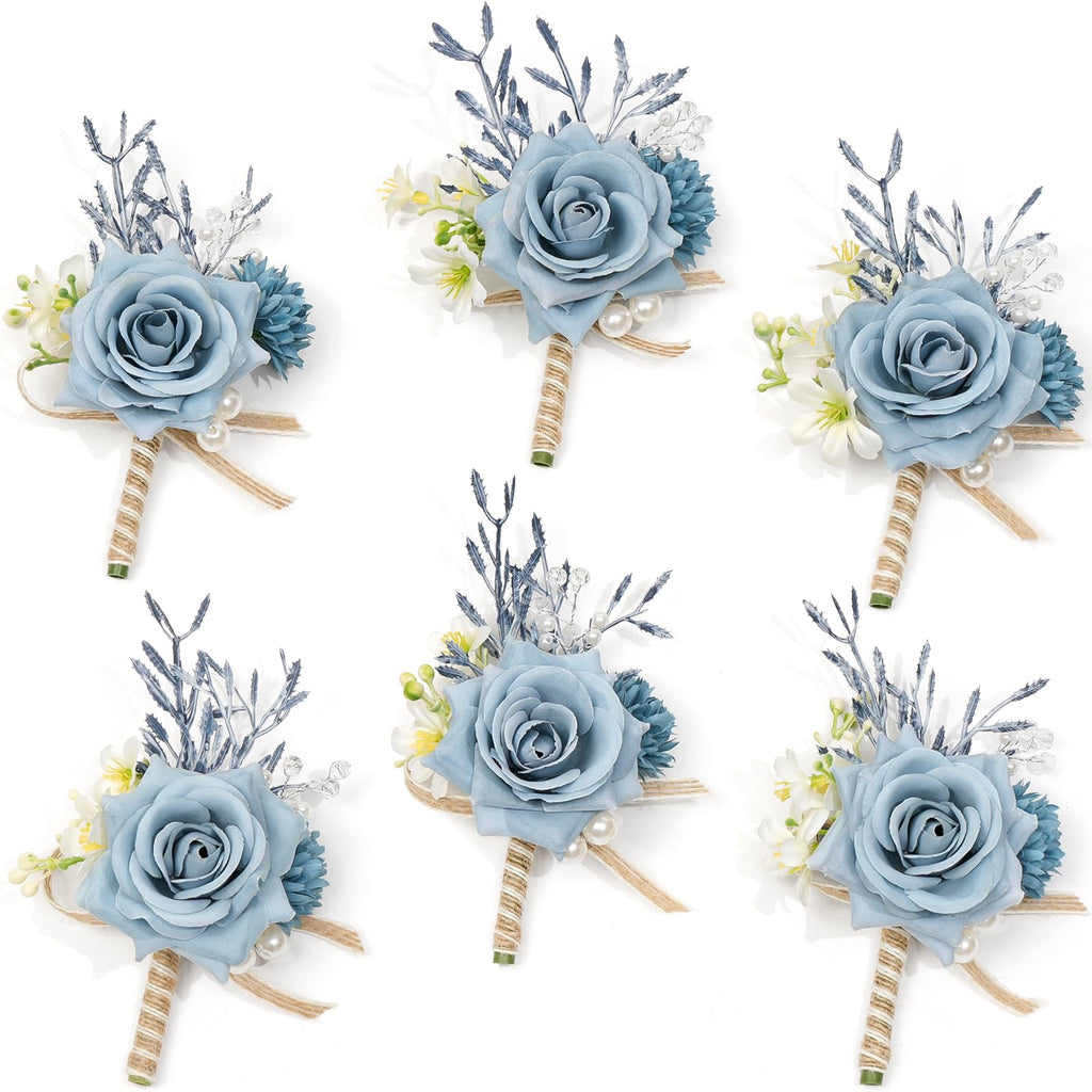Serwalin Ivory White Rose Corsage and Boutonniere Set for Wedding Prom