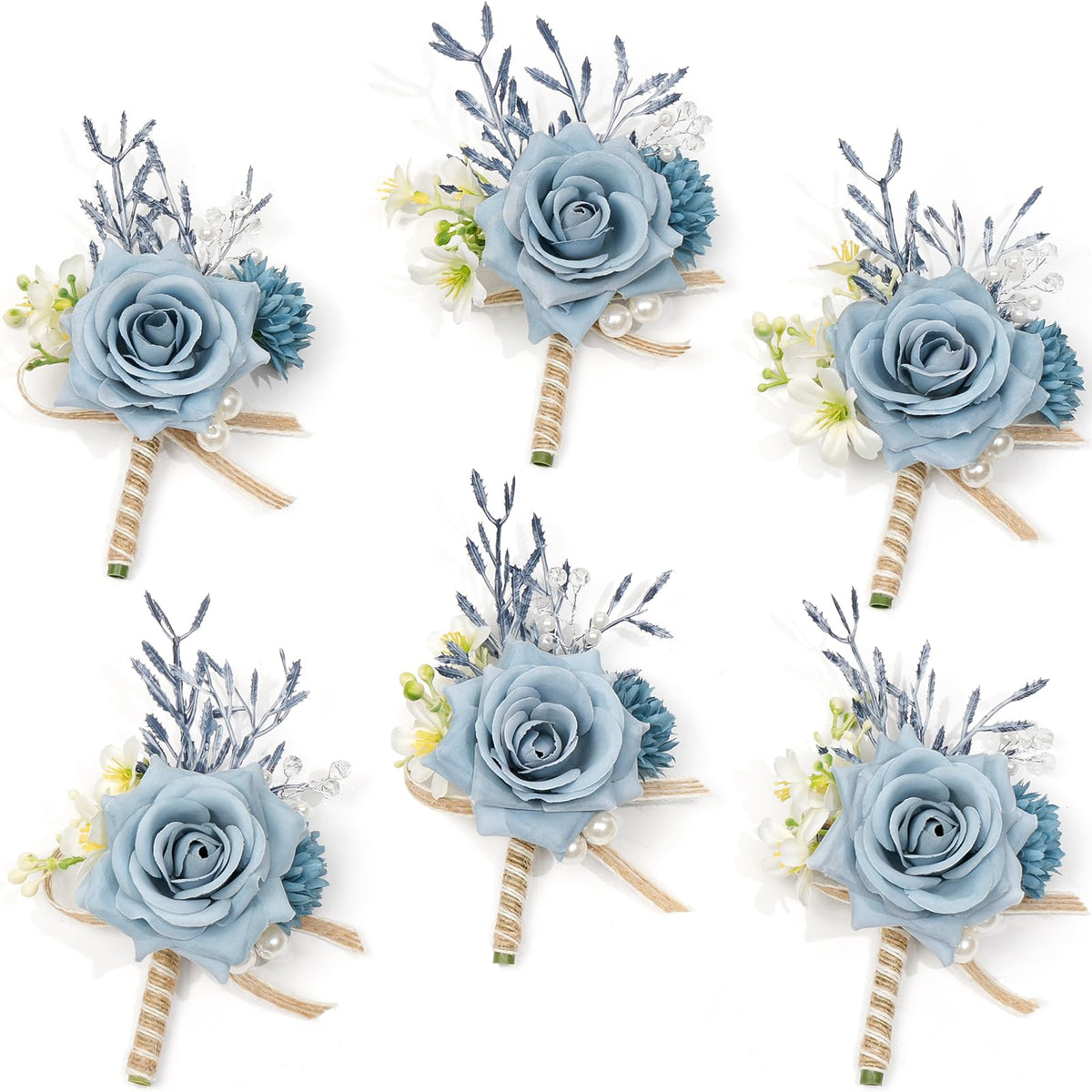 Serwalin Ivory White Rose Corsage and Boutonniere Set for Wedding Prom