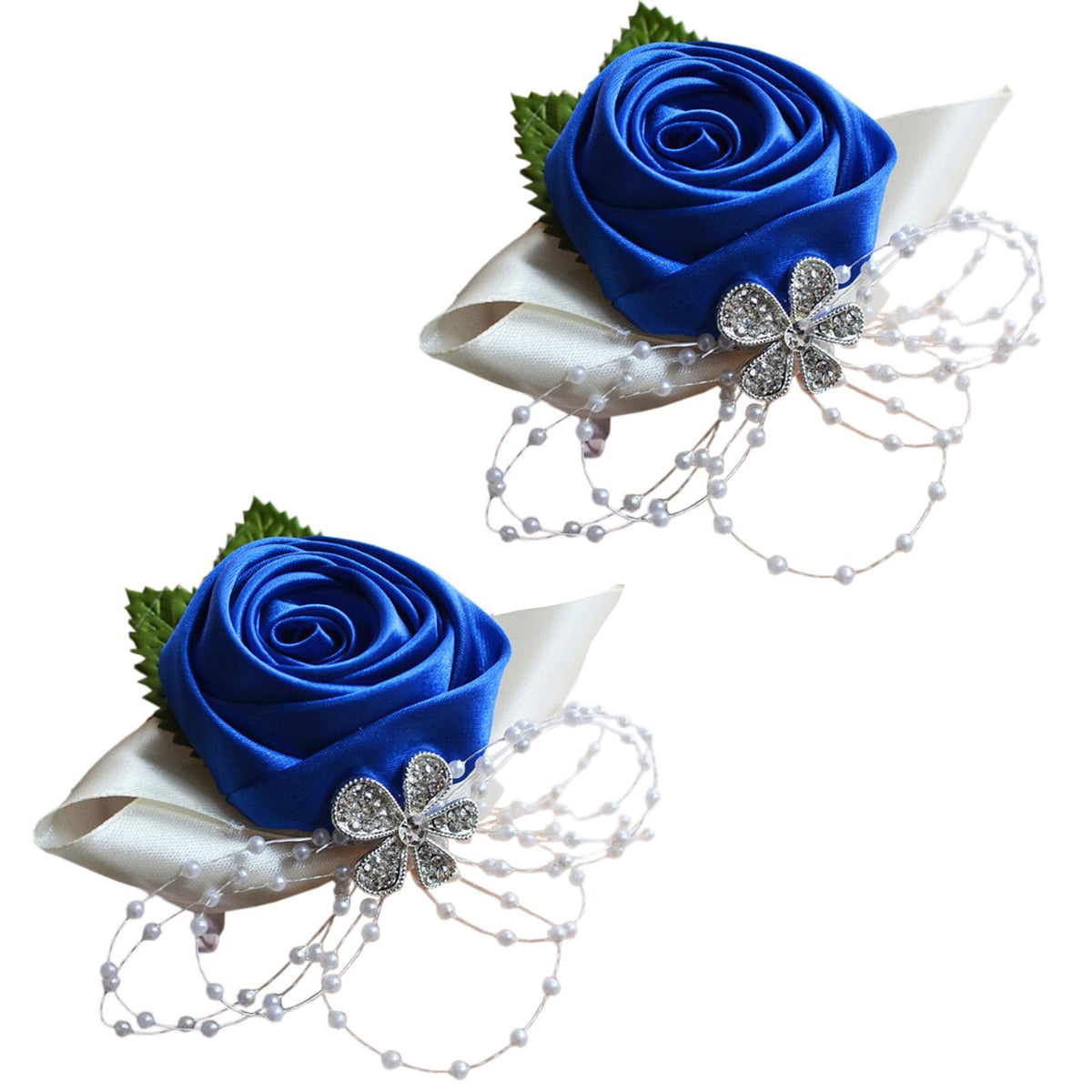 Arlai 1pc Wedding Bridesmaid Wrist Corsage, Dark Blue Flower Bracelet