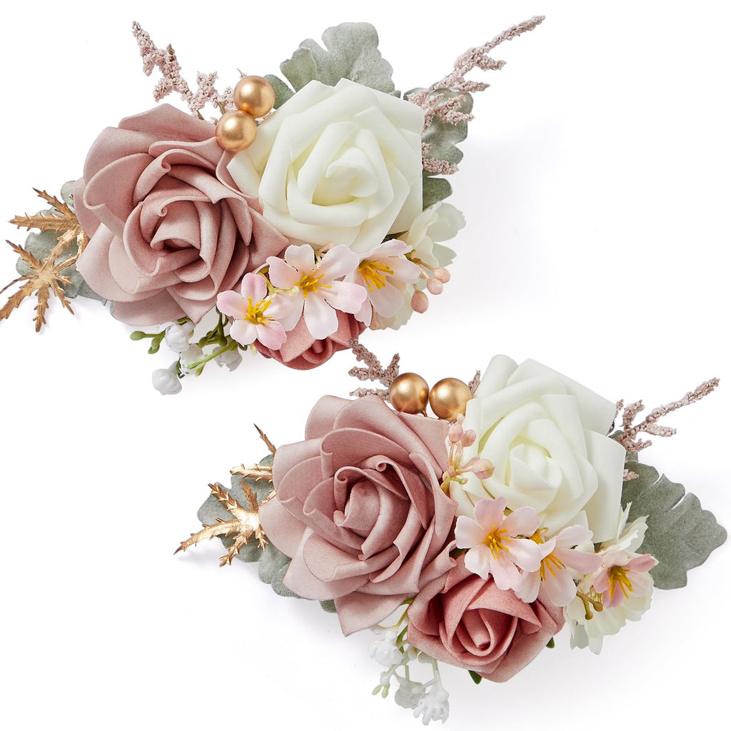 Serwalin 2Pcs Champagne Wrist Corsage Wristlet for Wedding Prom, 6-7Inch
