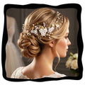 Unicra Flower Hair Vine Pearl Bridal Headpieces Wedding Hair Pieces Silver Prom Hair Accessories for Brides and Women (12.5 Inches)
