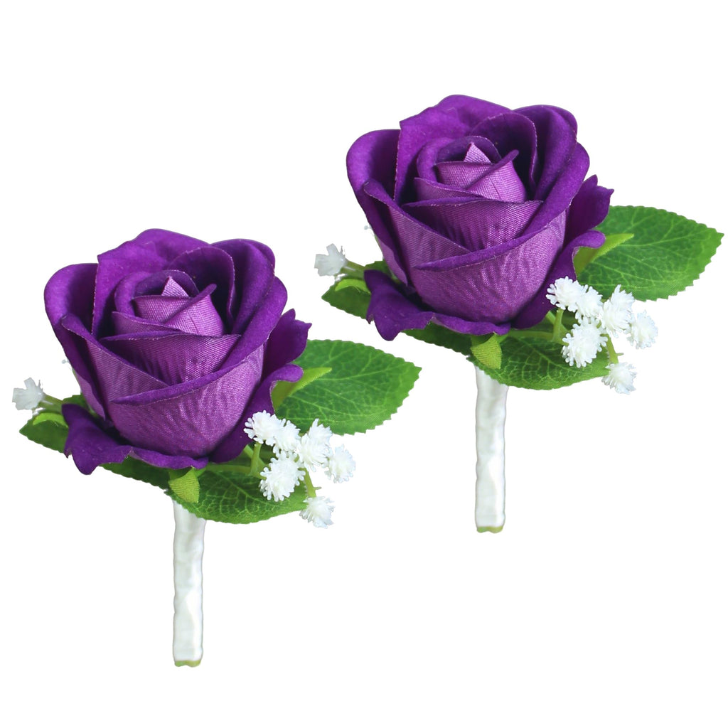 Rinlong 2Pcs Terracotta Boutonnieres with Pins for Men, Groom, Groomsmen