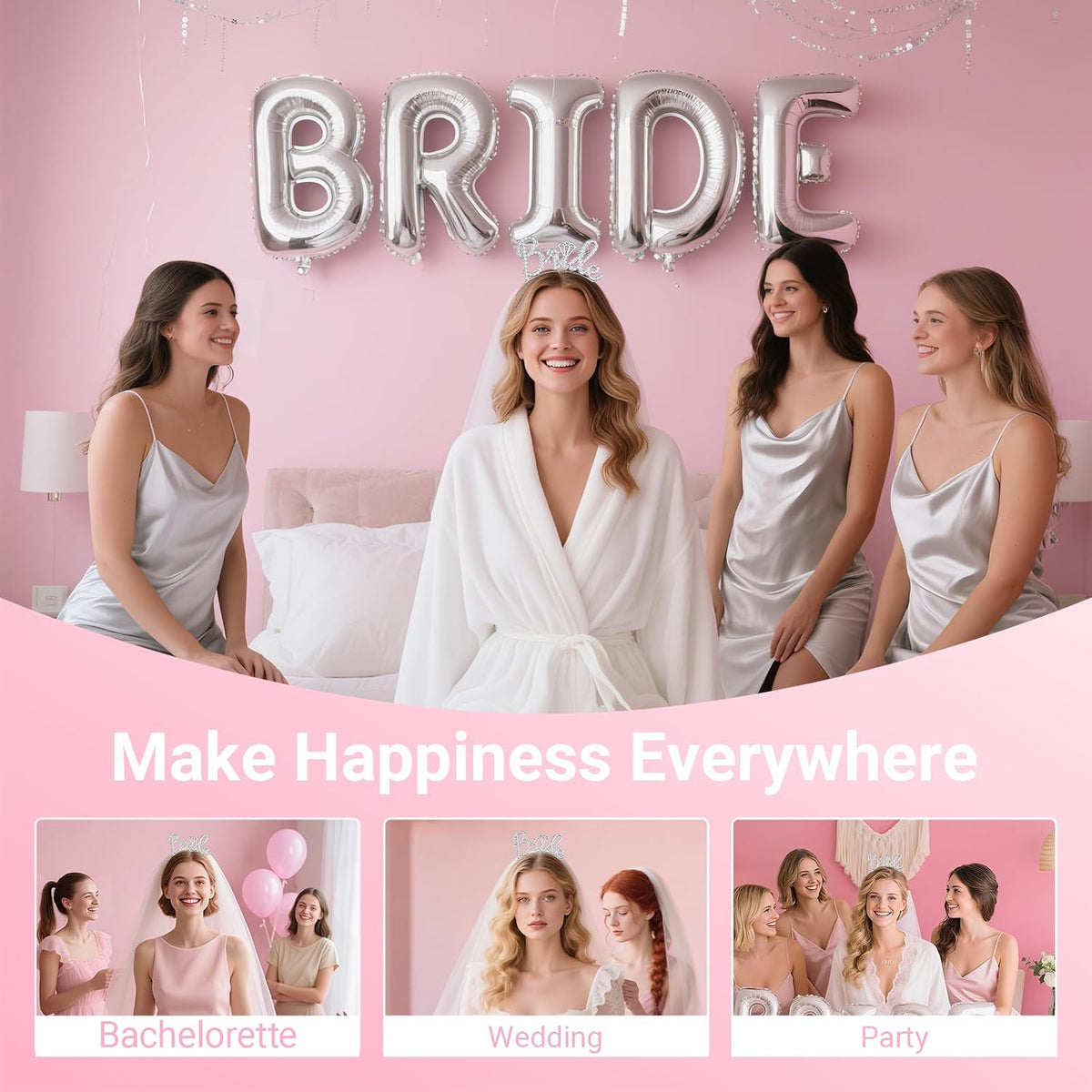 3Pcs Bride to Be Headband with Sash and Veil for Bachelorette Party
