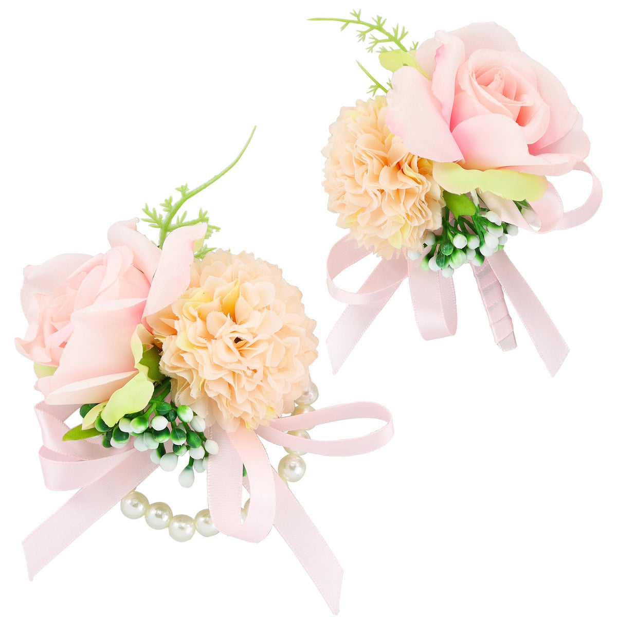 SITUMEIZI 2Pcs Red Rose Wrist Corsage and Boutonniere Set for Prom Decor