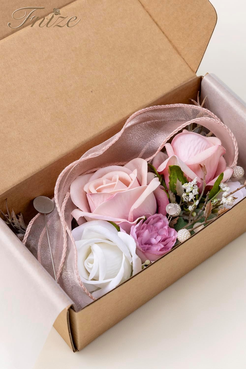 Fnize Pink Corsage and Boutonniere Set for Prom Homecoming Wedding Flower