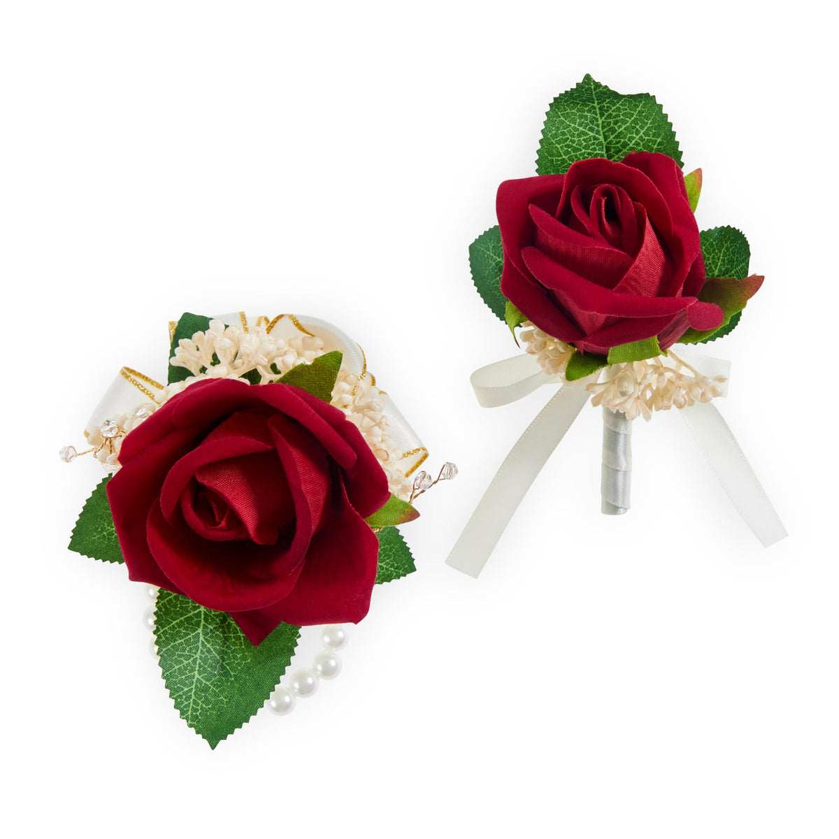 2 Pcs Purple Wrist Corsage and Boutonniere Set