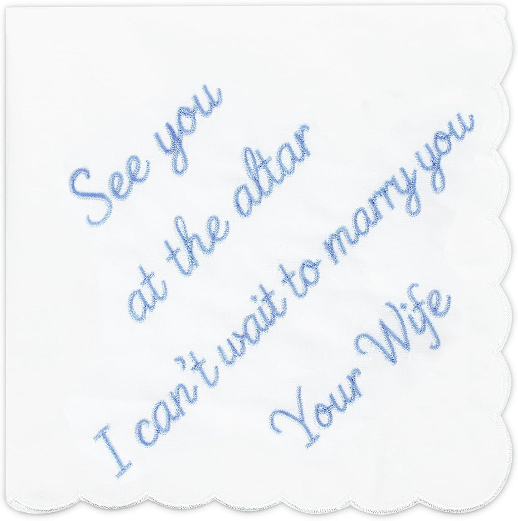 Lamyba Something Blue for Bride and Groom Wedding Handkerchief,Mom and Dad Gifts