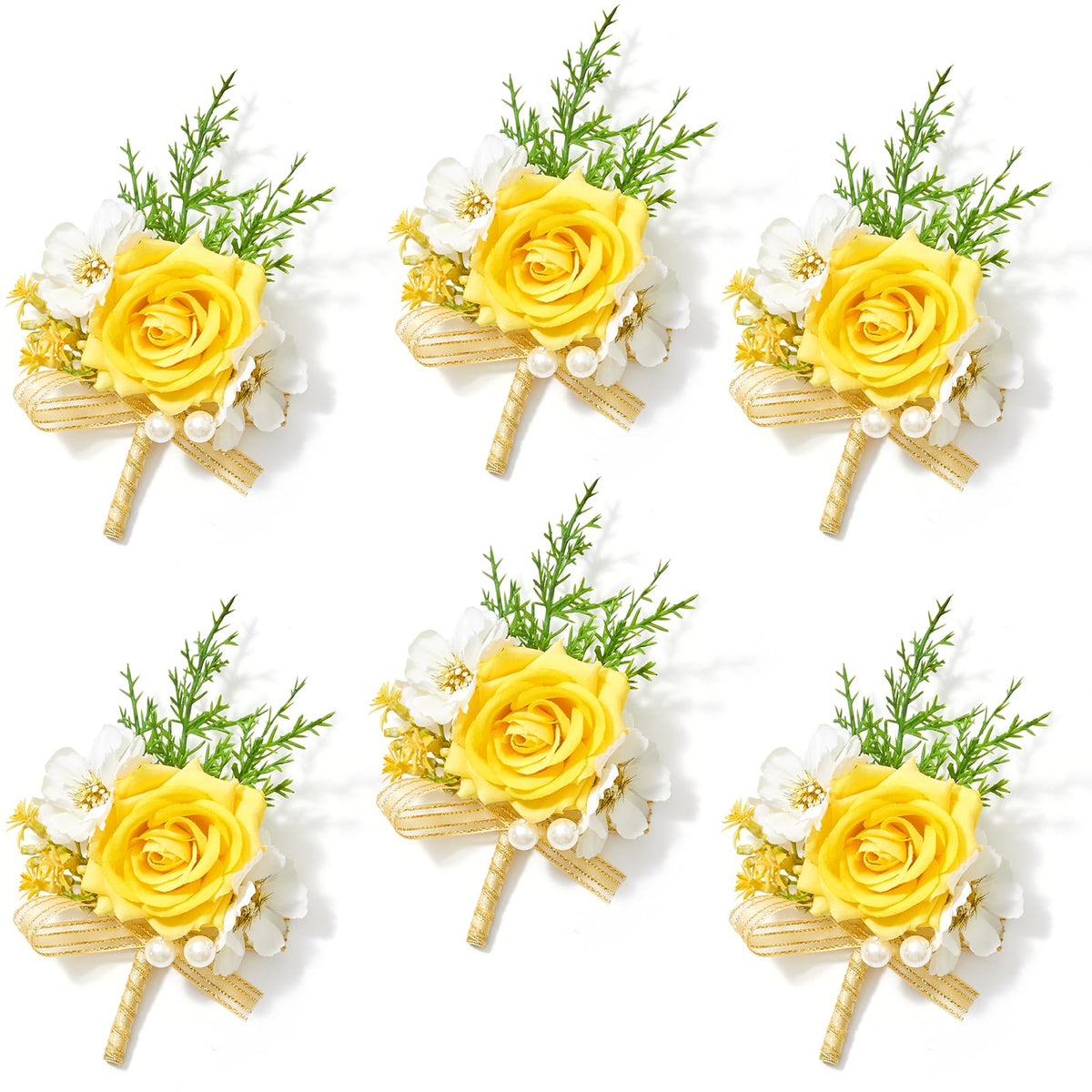 Serwalin Ivory White Rose Corsage and Boutonniere Set for Wedding Prom