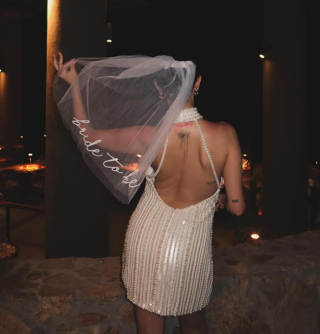 xo, Fetti Bride To Be Embroidered Veil | Bachelorette Accessory Gift