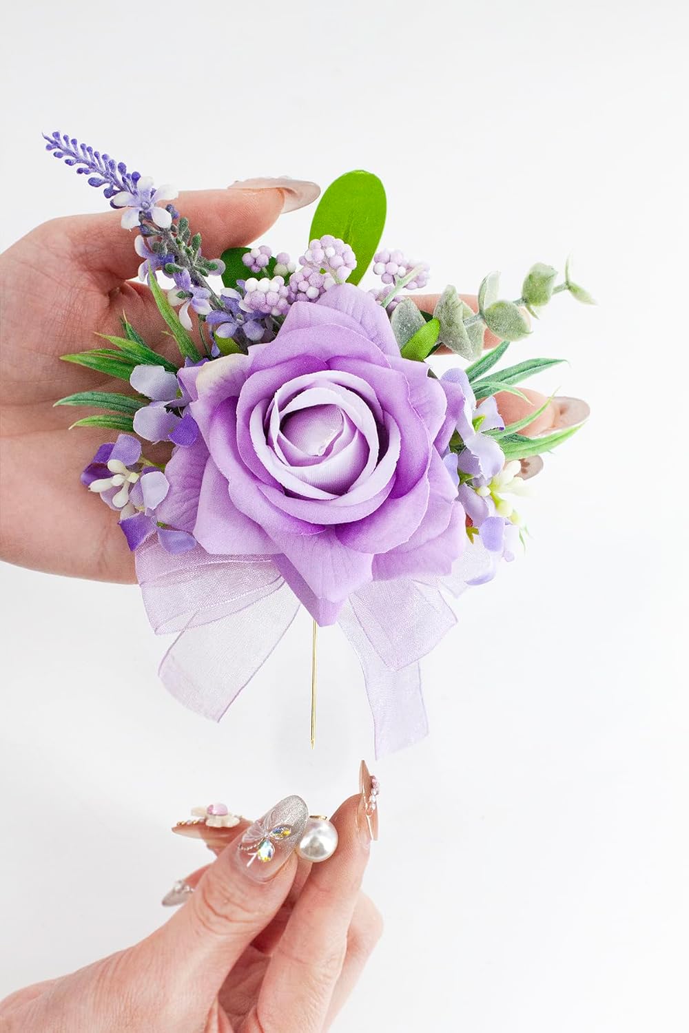 Purple Corsage and Boutonniere Set Girl Prom Corsage Wristlet