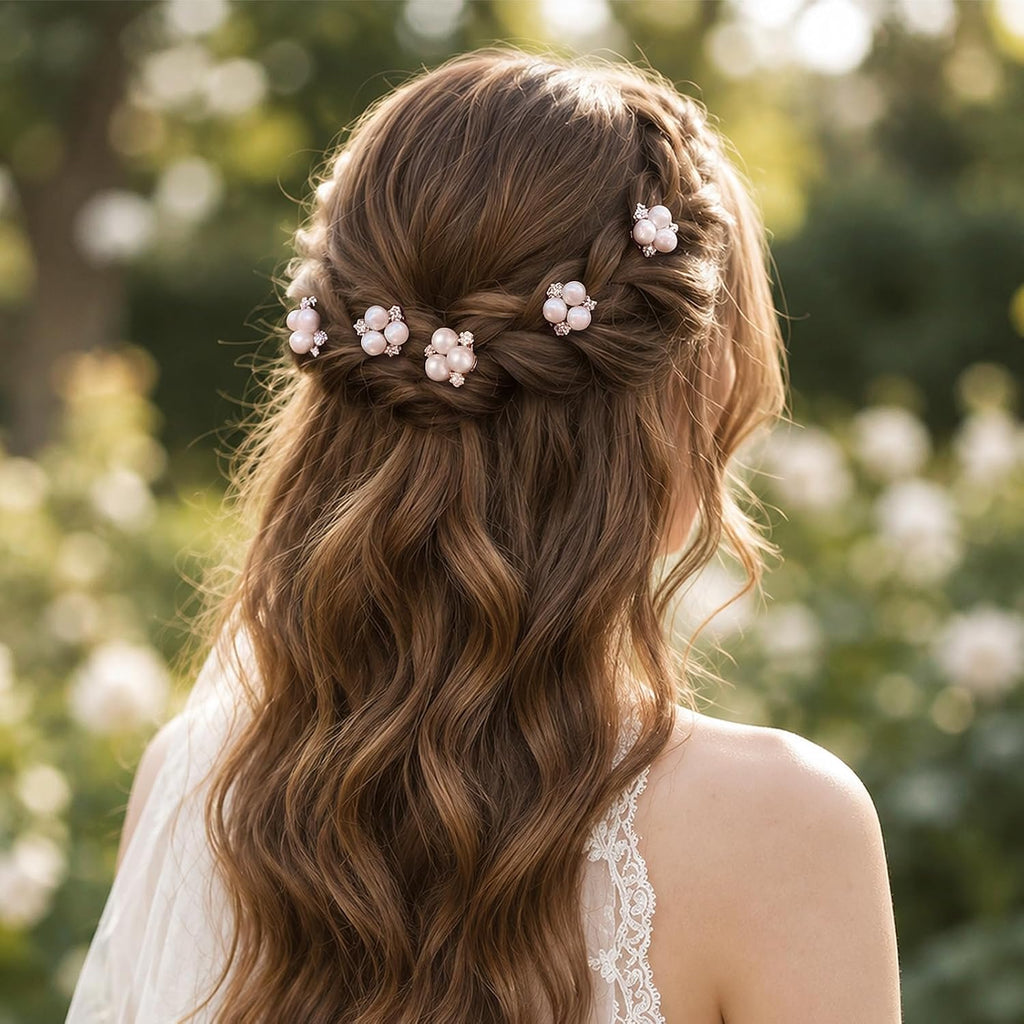 WILLBOND 18 Pcs Pearl Hair Pins Wedding Brides Hair Accessorie,Rose Gold