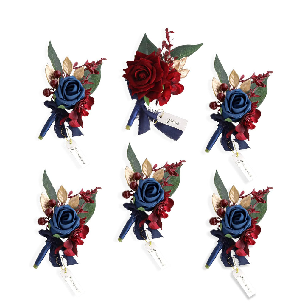 Lookein Set of 2 Wedding Boutonniere for Men Artificial Flowers Wedding Groom Groomsmen Boutonniere for Wedding Ceremony Anniversary Formal Dinner Party, Dusty Rose