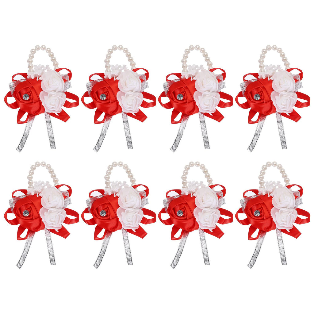 MECCANIXITY 12Pcs Wrist Corsage Artificial Flower Bracelets Rose Wrist Bride Groom Decorative for Wedding Ceremony Prom Party Anniversary Sky Blue