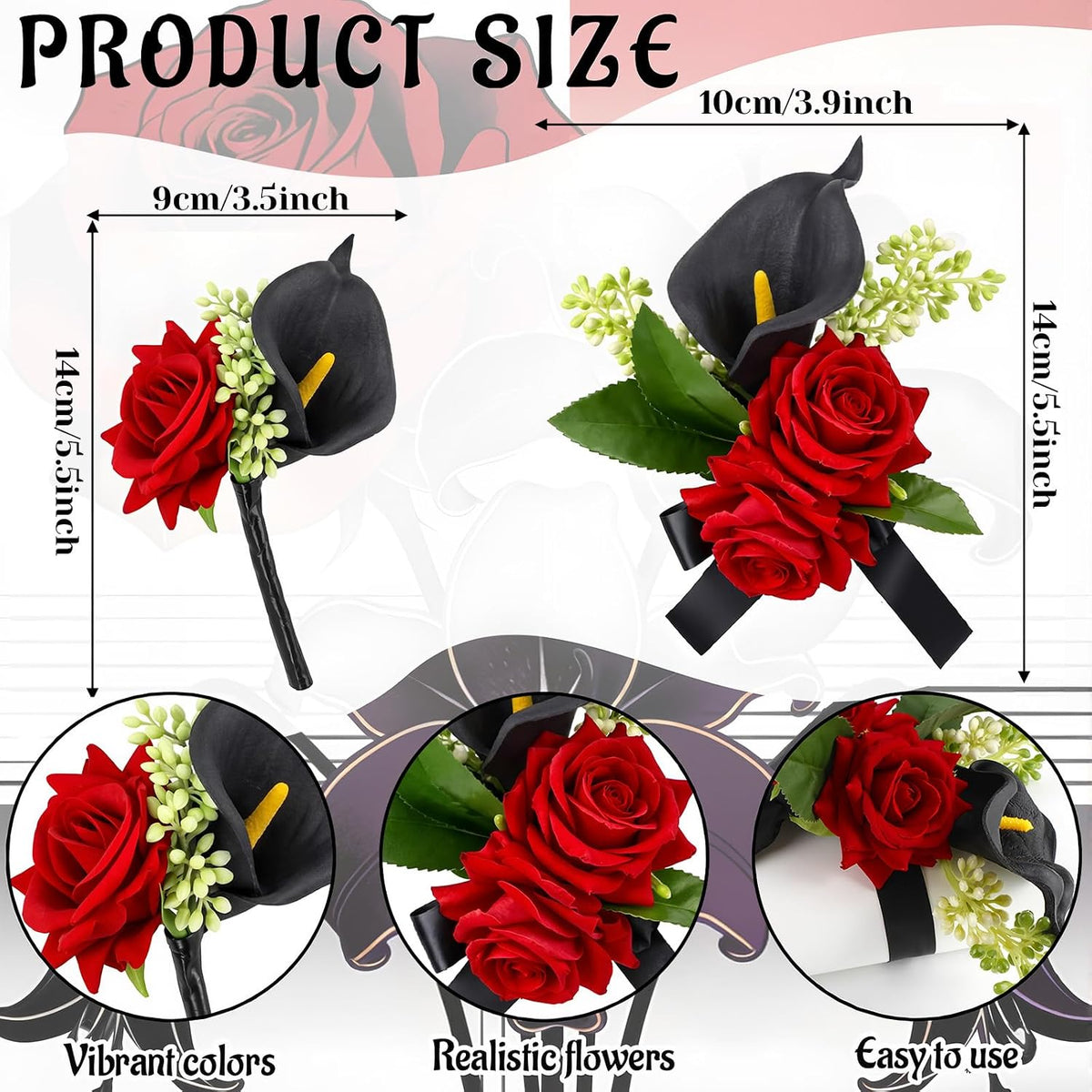 Suncalla 2 Pcs Homecoming Wrist Corsage and Boutonniere Set