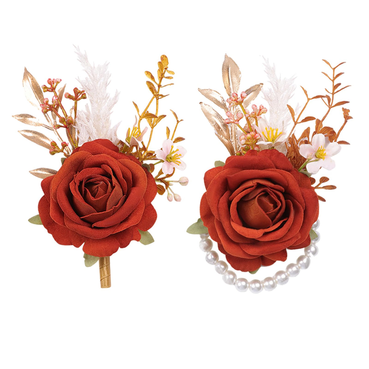 6Pcs Ivory White Rose Wrist Corsage for Women Wedding Prom Party