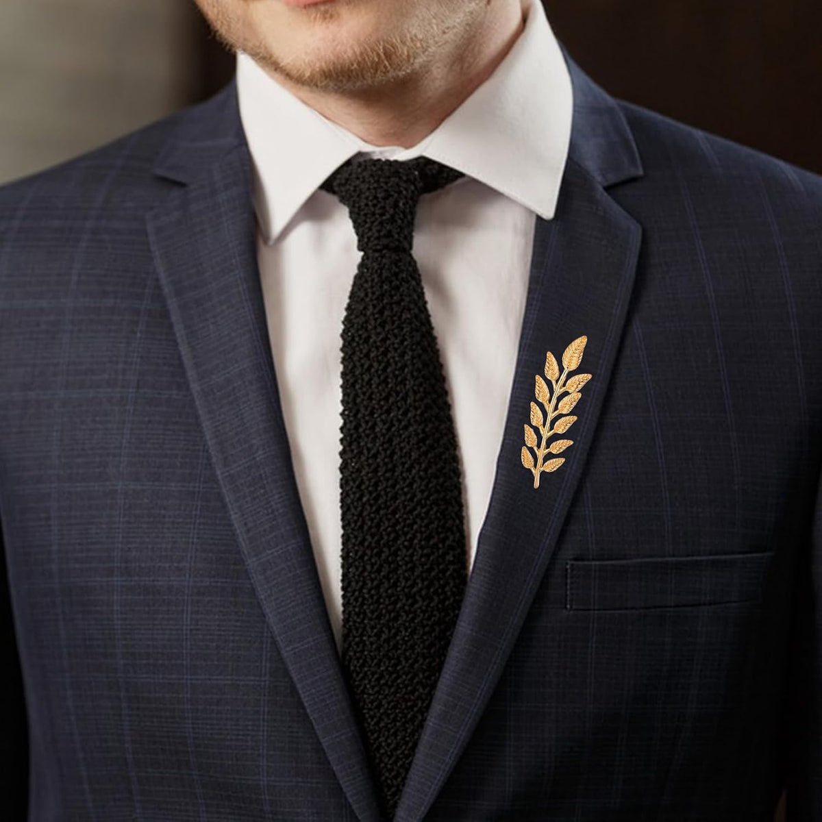 2 Pairs Gentlemen Suit Brooches Simple Gold Silver Wheat Leaf Lapel Pins