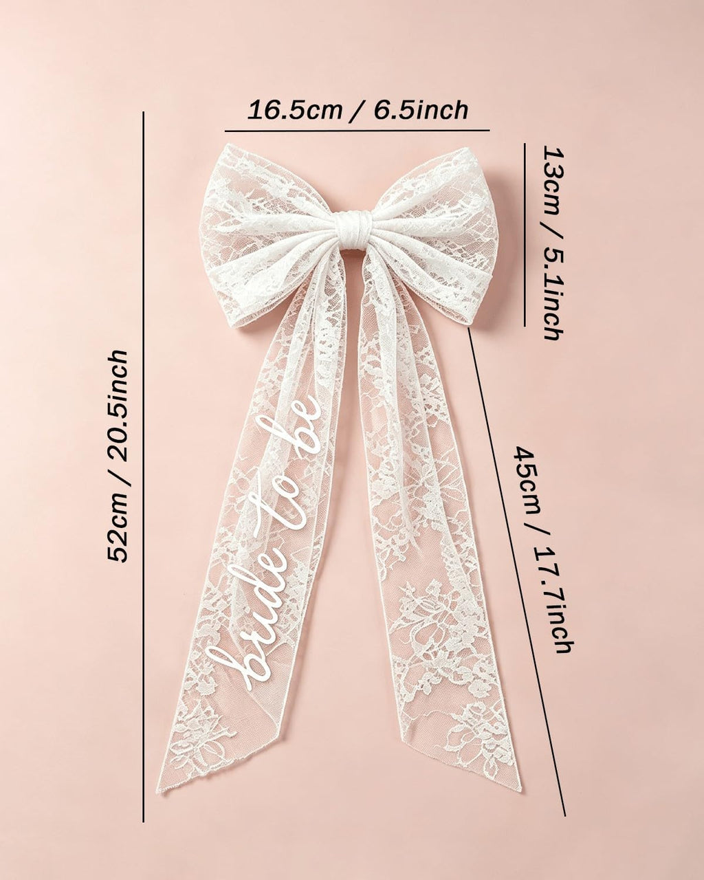 Lace Bride to Be Veil with White Bow, Short Bridal Hair Accessory