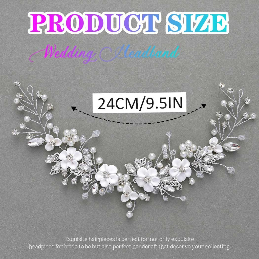 Catery Flower Bride Wedding Hair Vine Wedding Headpiece Bridal Hair Accessories for Brides and Women (Silver, One Size)