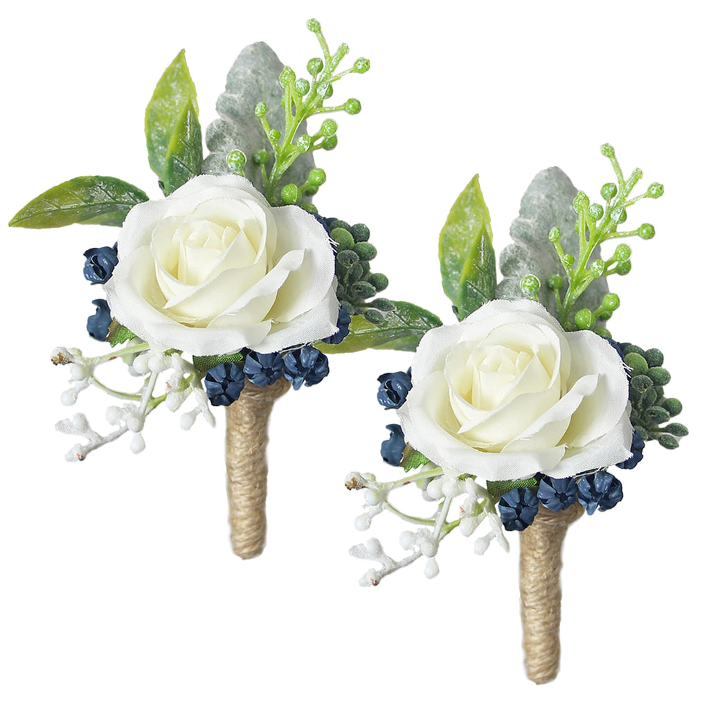 Rinlong 2Pcs Terracotta Boutonnieres with Pins for Men, Groom, Groomsmen