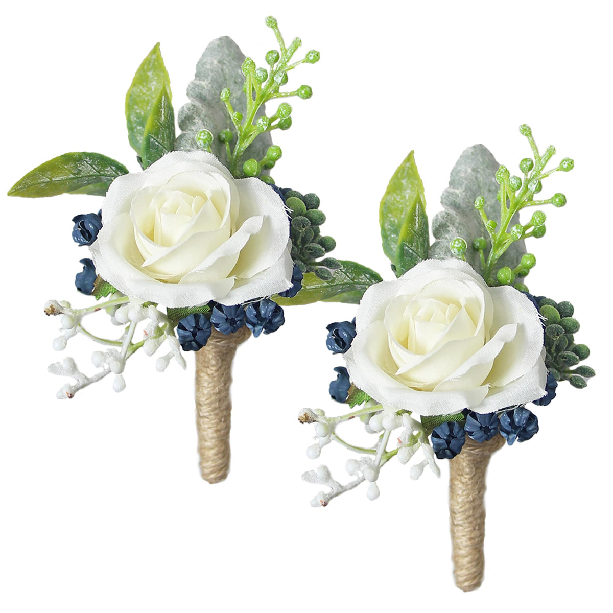 Rinlong 2Pcs Terracotta Boutonnieres with Pins for Men, Groom, Groomsmen