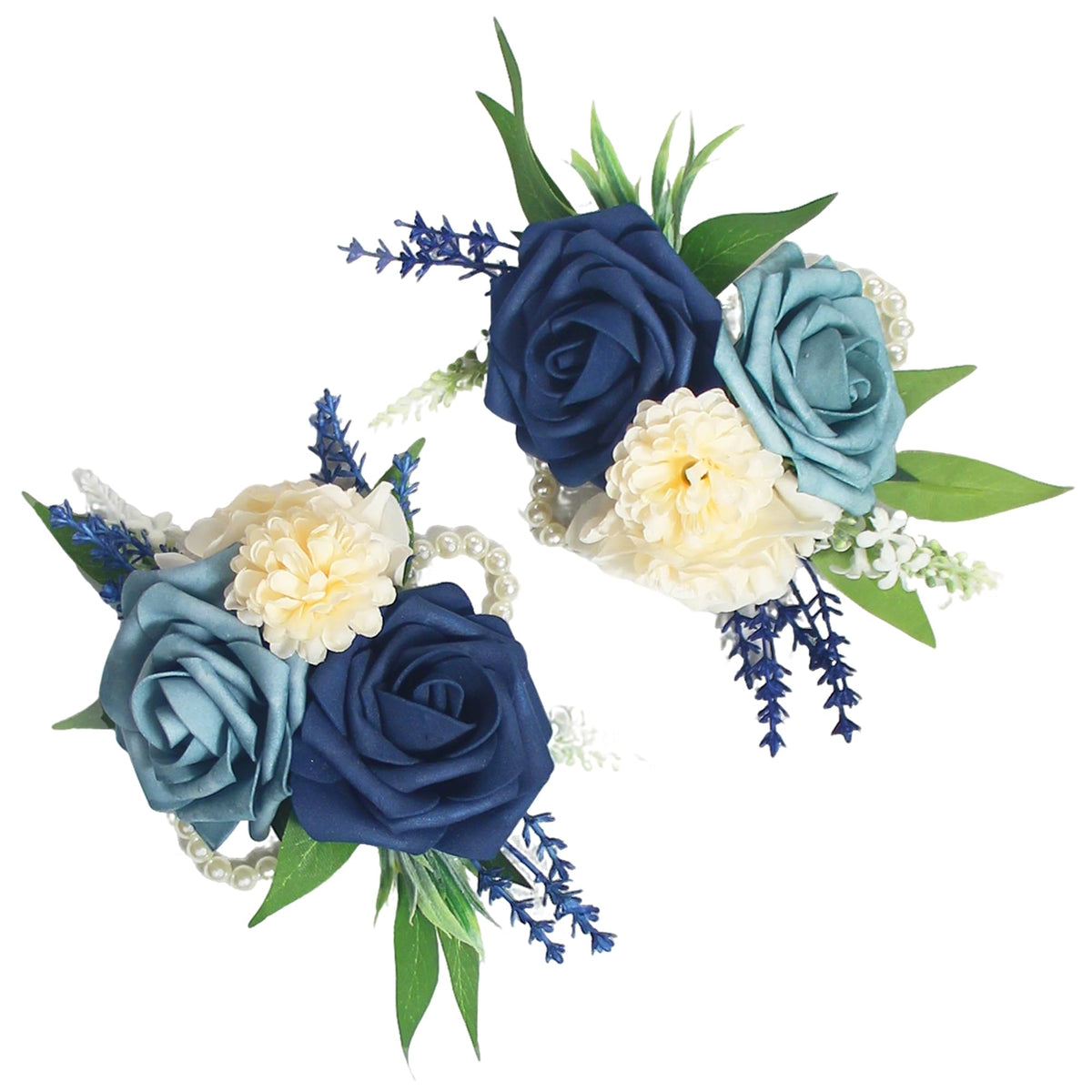 Rinlong 2Pcs Navy Terracotta Wrist Corsage for Wedding, Prom, Homecoming