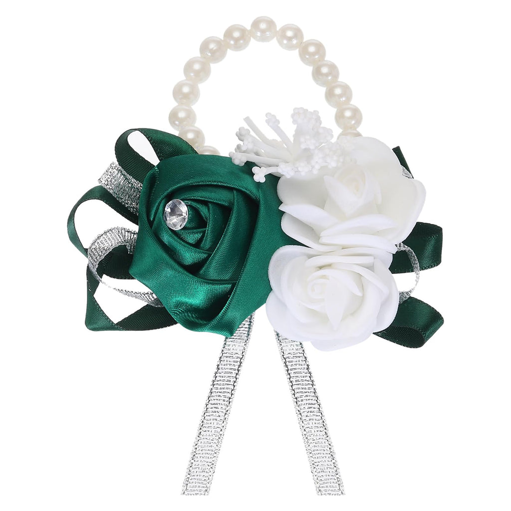 MECCANIXITY 12Pcs Wrist Corsage Artificial Flower Bracelets Rose Wrist Bride Groom Decorative for Wedding Ceremony Prom Party Anniversary Sky Blue