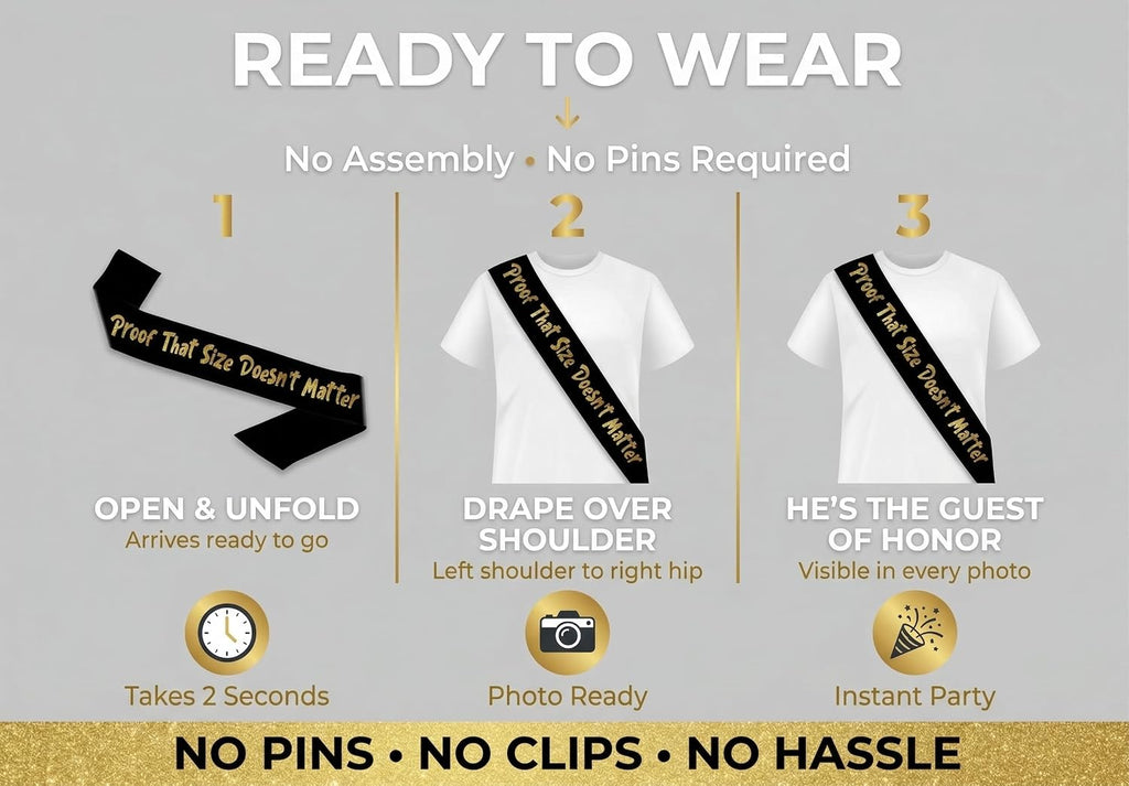 Sterling James Co. Size Doesnt Matter Groom Sash - Bachelor Party Sash for Him - Bachelor Party Decorations, Supplies and Gifts