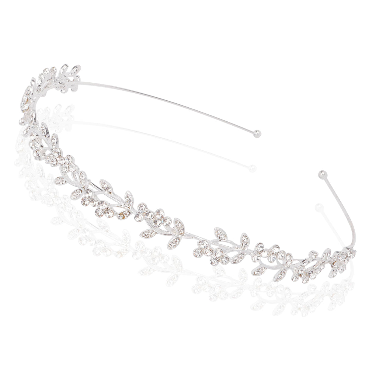 Wedding Headbands for Women Girls Bride Headband Bridal Headpieces Crystal Hair Band Silver Tiara Wedding Gifts Hair Accessories Elegant Fairy Rhinestone Handmade Leaves Flowers