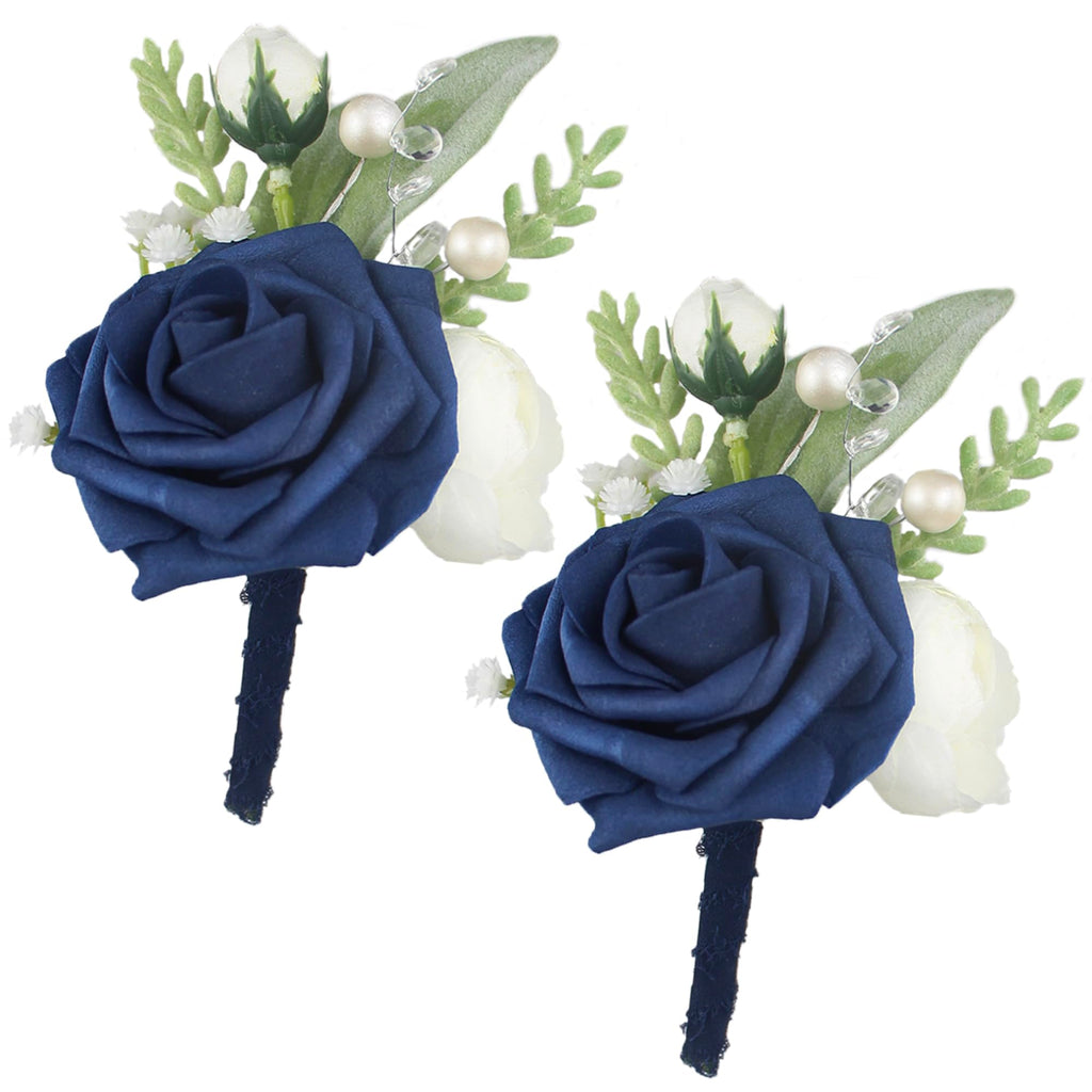 Rinlong 2Pcs Terracotta Boutonnieres with Pins for Men, Groom, Groomsmen