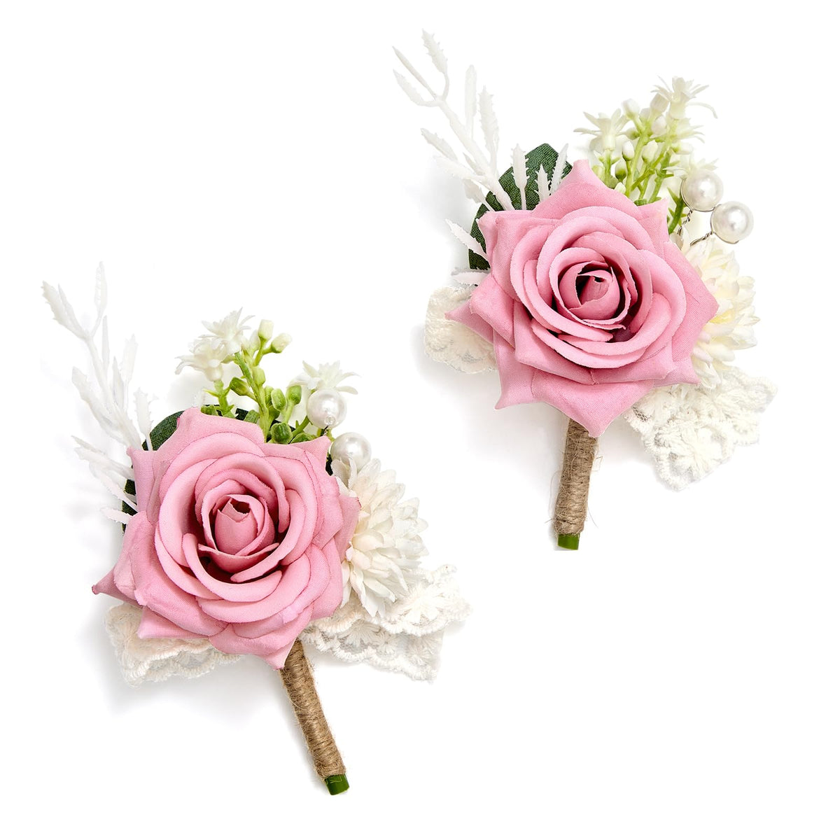 Serwalin 6 Pcs White Rose Wrist Corsage Wristlet for Wedding Prom Party