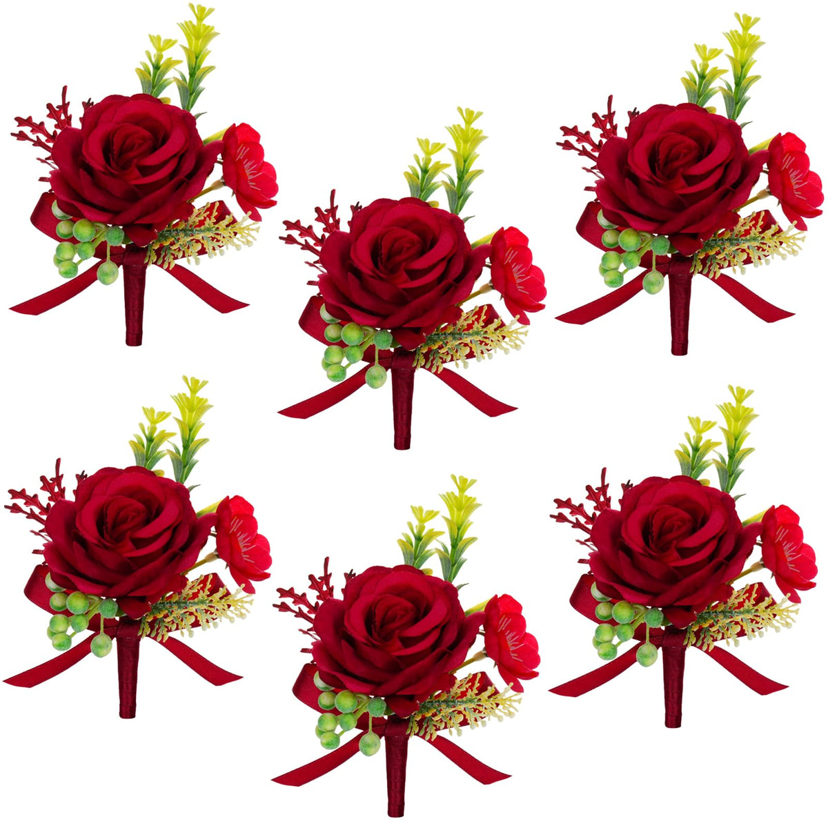 AuroraAria Dusty Rose Boutonniere for Men,Set of 6,Groom Boutonniere for Wedding,Anniversary,Homecoming,Formal Dinner Party,Wedding Decor,Artificial Dusty Rose Rose