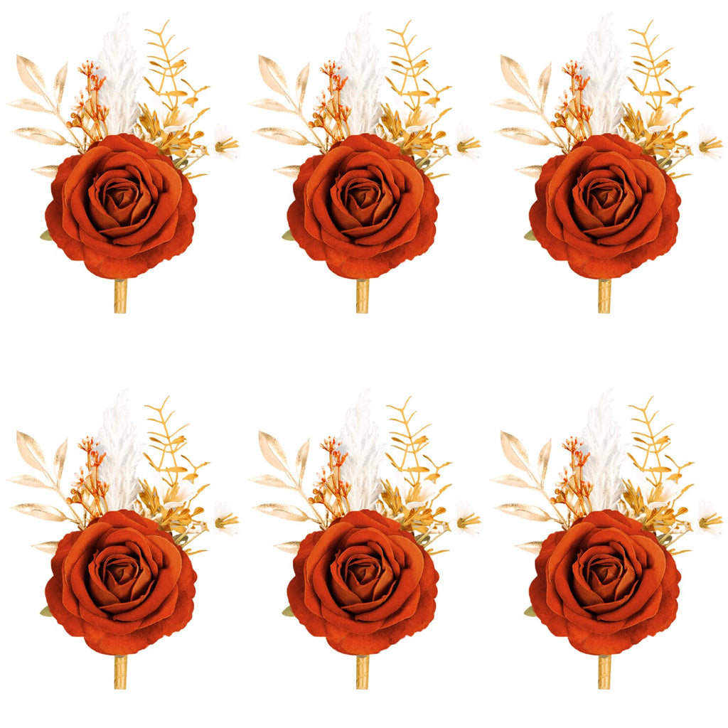 6Pcs Ivory White Rose Wrist Corsage for Women Wedding Prom Party