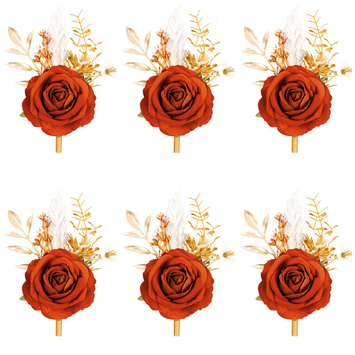 6Pcs Ivory White Rose Wrist Corsage for Women Wedding Prom Party