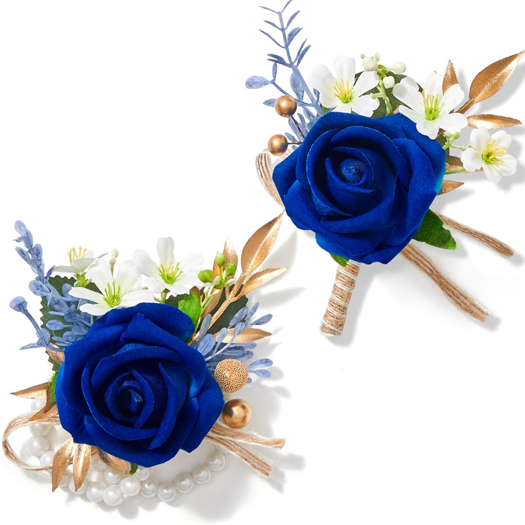 Serwalin Ivory White Rose Corsage and Boutonniere Set for Wedding Prom