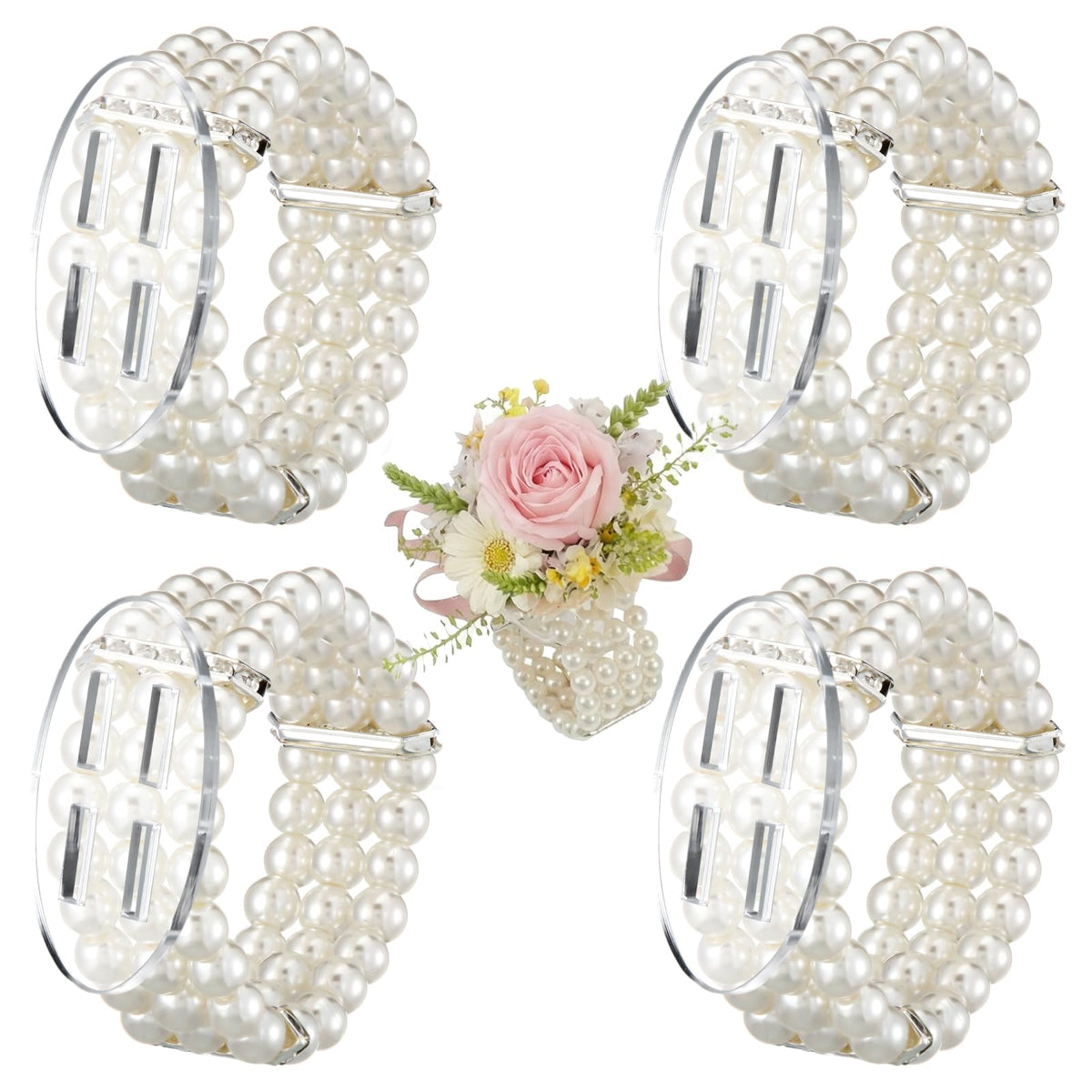 Hotop 4 Set Gold Hammered Wrist Corsage Bracelets Stackable Cuff