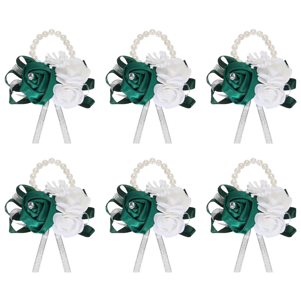 MECCANIXITY 12Pcs Wrist Corsage Artificial Flower Bracelets Rose Wrist Bride Groom Decorative for Wedding Ceremony Prom Party Anniversary Sky Blue