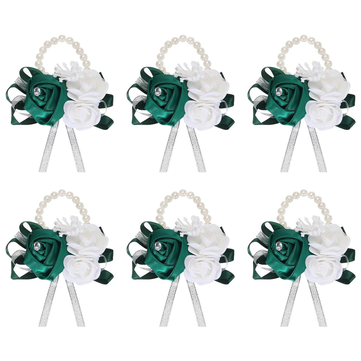 MECCANIXITY 12Pcs Wrist Corsage Artificial Flower Bracelets Rose Wrist Bride Groom Decorative for Wedding Ceremony Prom Party Anniversary Sky Blue