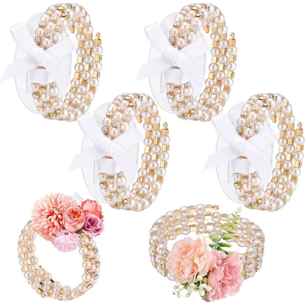 Hotop 4 Set Gold Hammered Wrist Corsage Bracelets Stackable Cuff