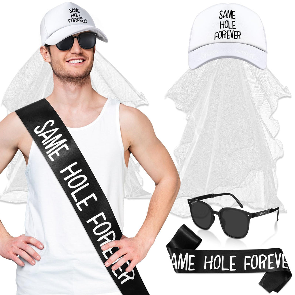 JaGely 4 Pcs Groom to Be Sash Hat Bachelor Party Accessory