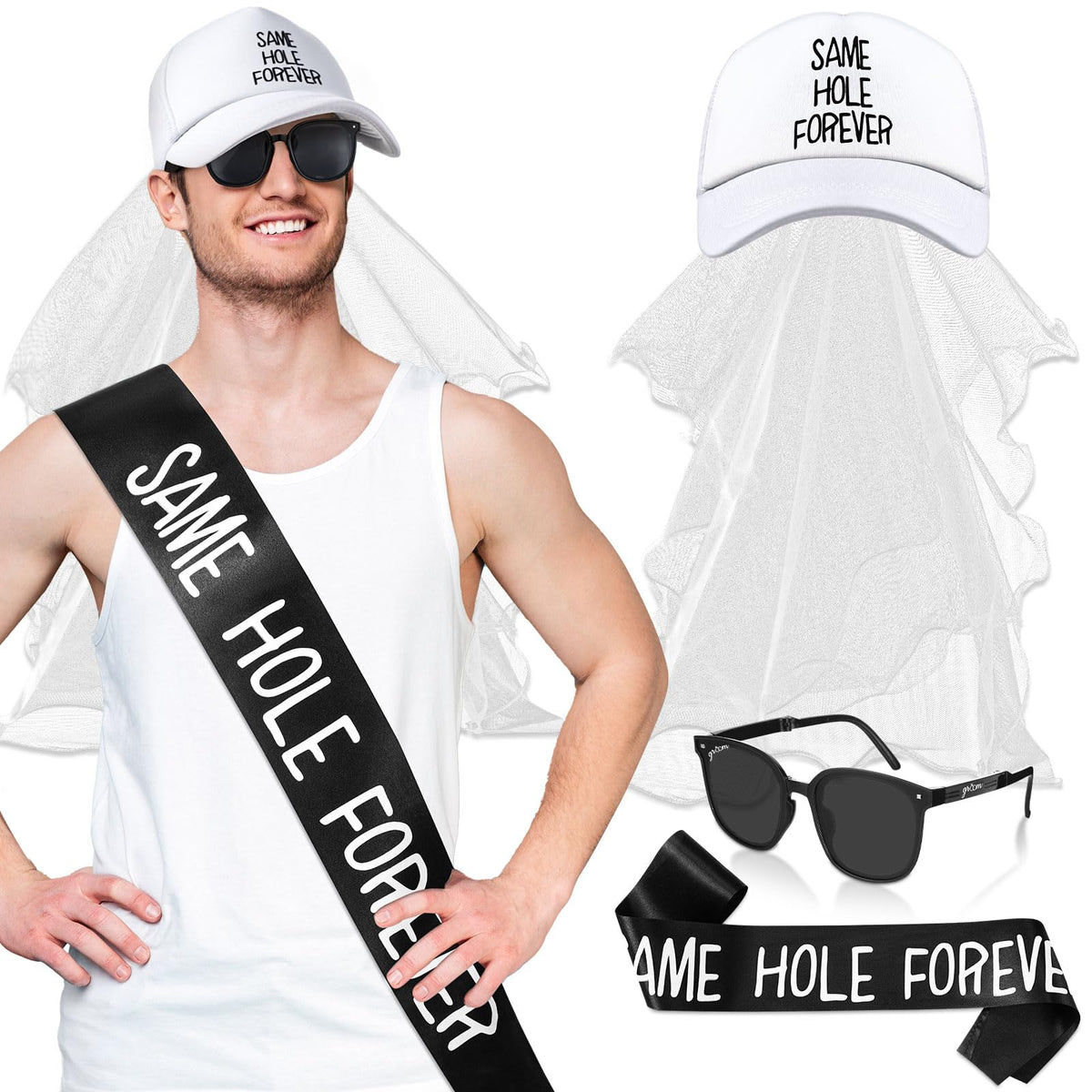 JaGely 4 Pcs Groom to Be Sash Hat Bachelor Party Accessory
